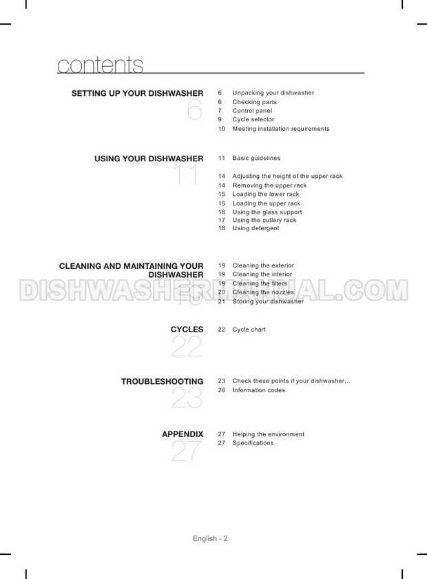 samsung dishwasher instruction manual