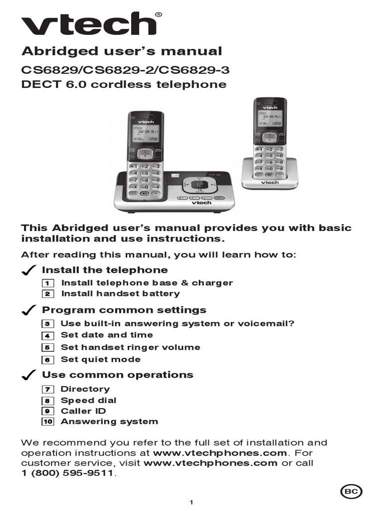 instruction manual for vtech cordless phone