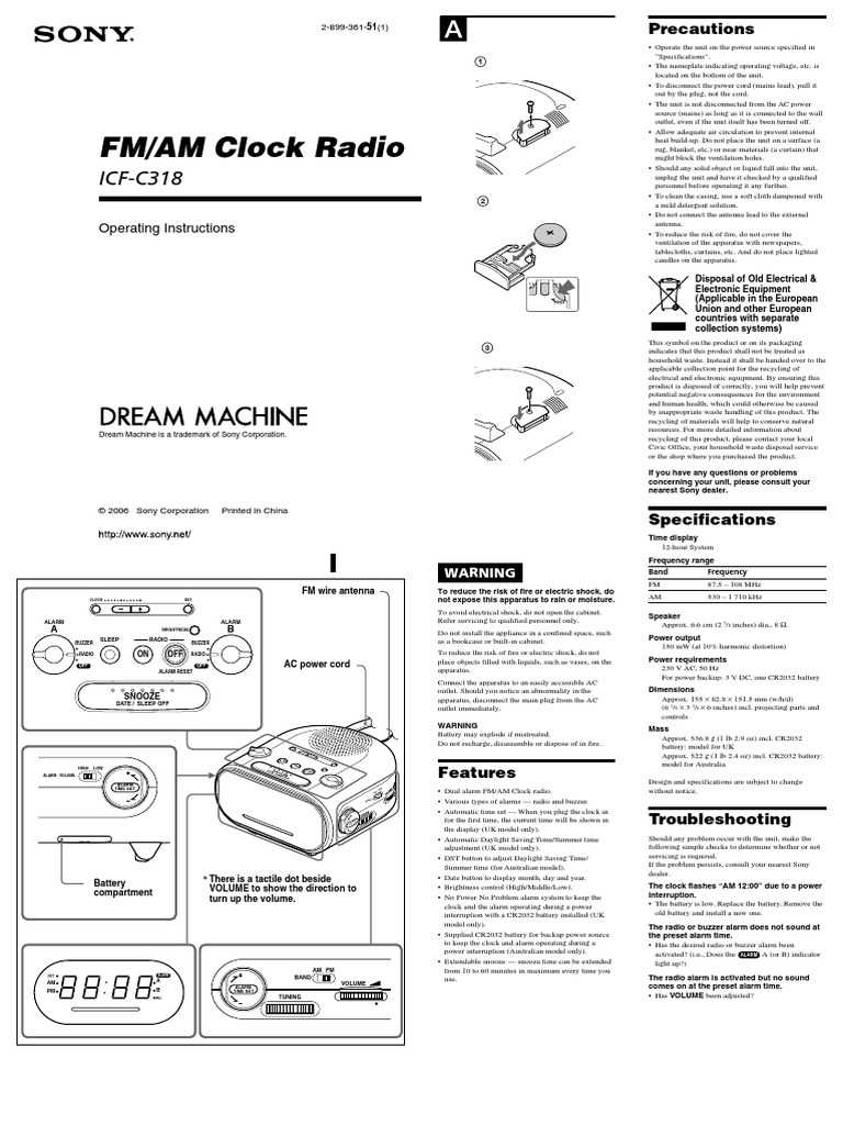 sony dream machine auto time set instruction manual