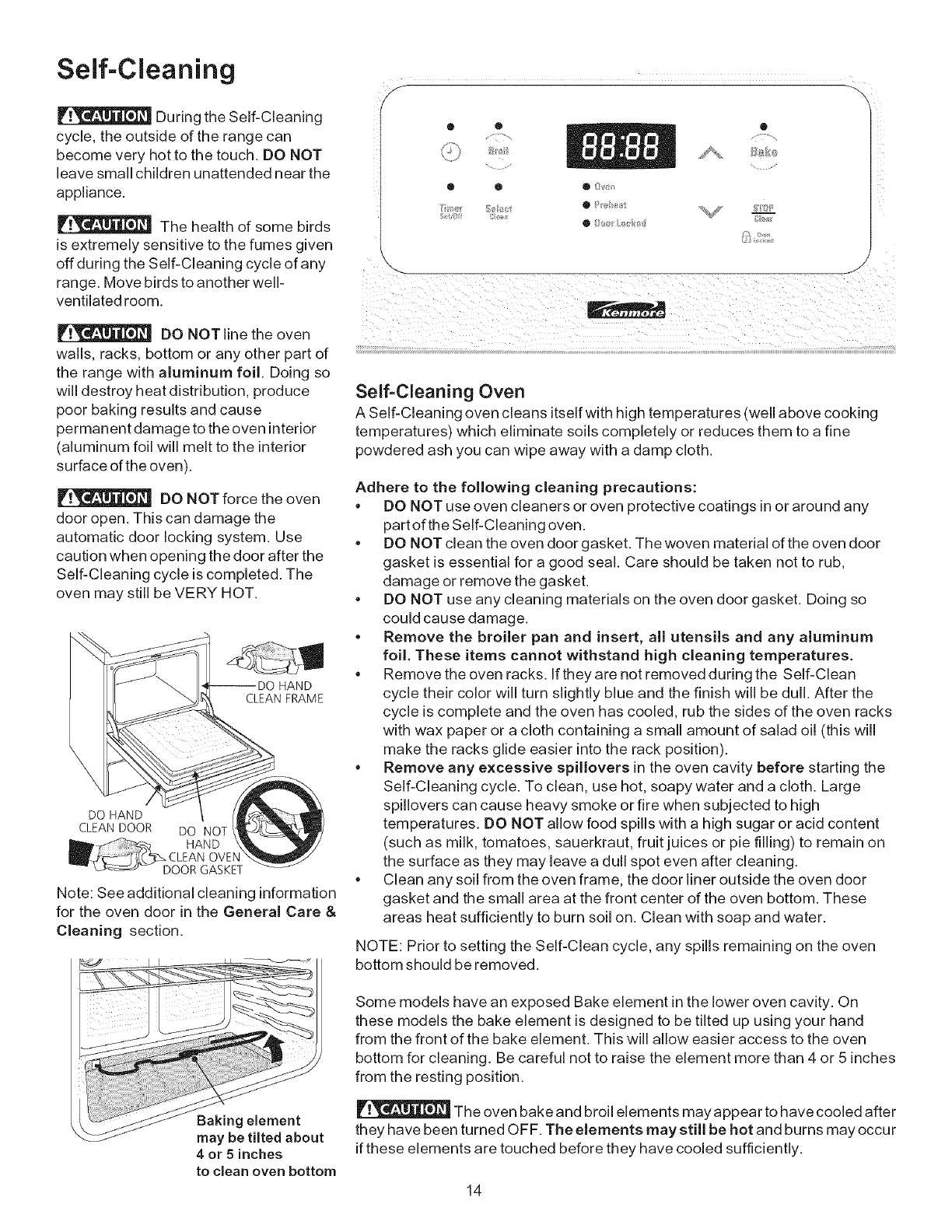 kenmore self cleaning oven instructions manual