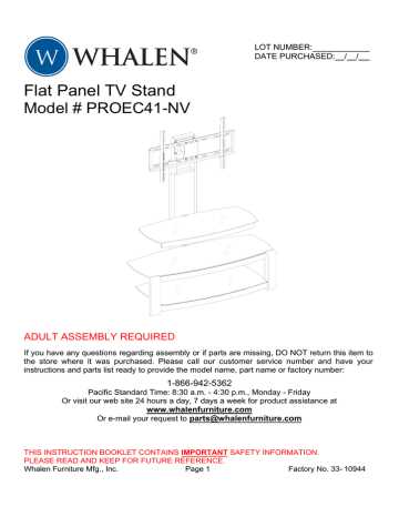 whalen tv stand instruction manual