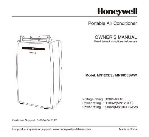 honeywell air conditioner instruction manual