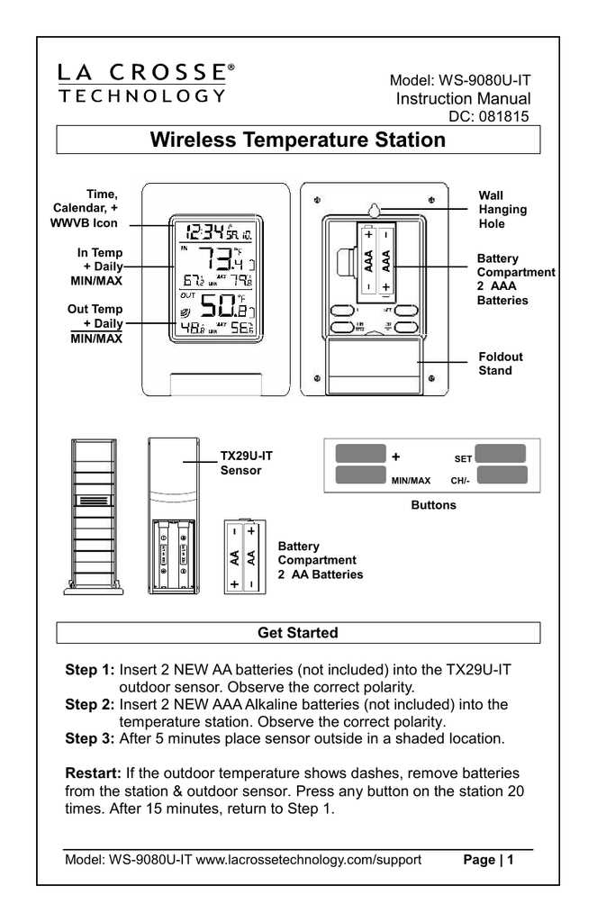 la crosse technology ws 9160u it instruction manual