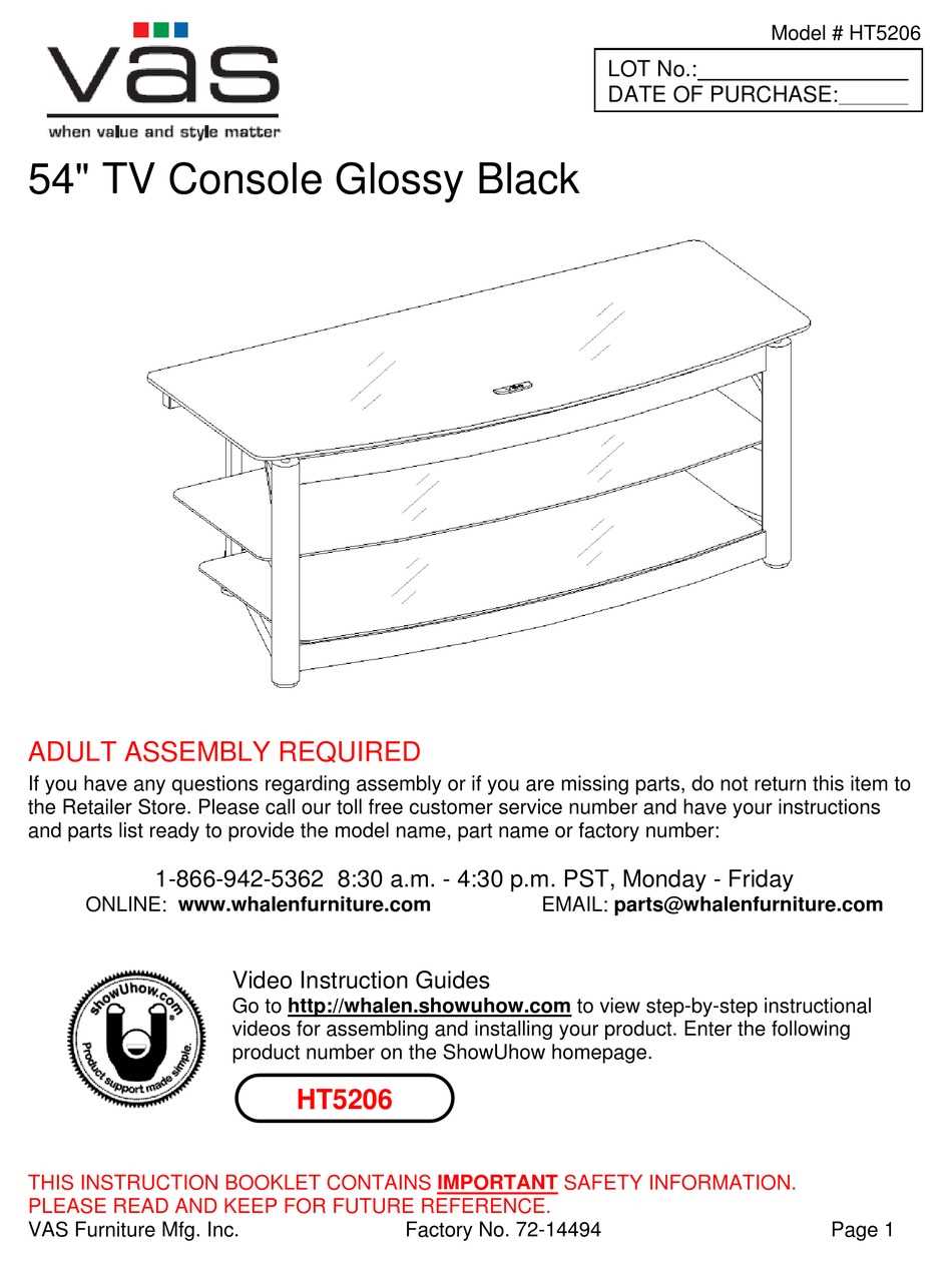 whalen tv stand instruction manual