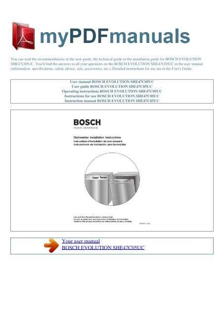 install bosch dishwasher instruction manual