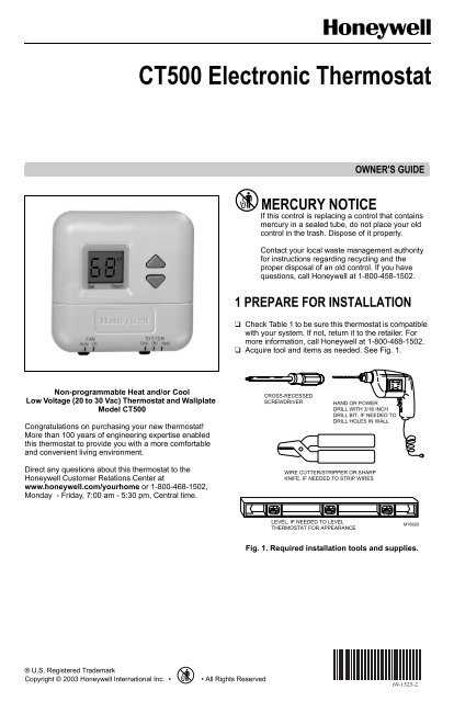 instruction manual for honeywell thermostat