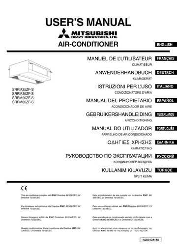 instruction manual for mitsubishi air conditioner