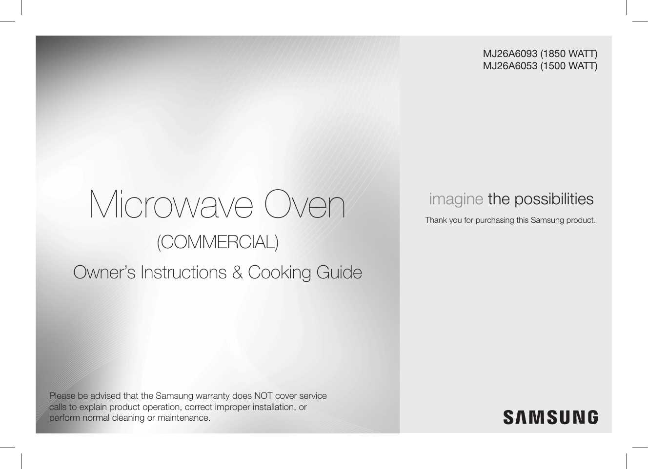 instruction manual for samsung microwave oven
