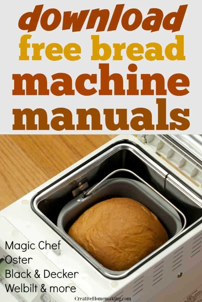 instruction manual for welbilt bread machine