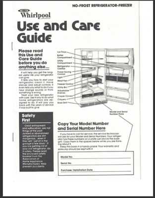 instruction manual for whirlpool fridge freezer