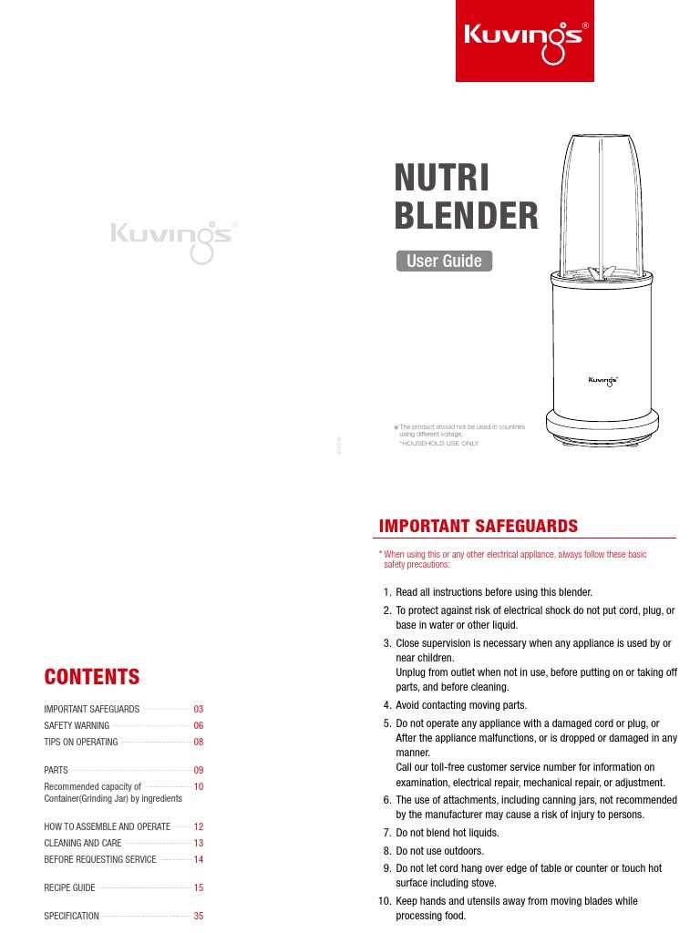 instruction manual of blender