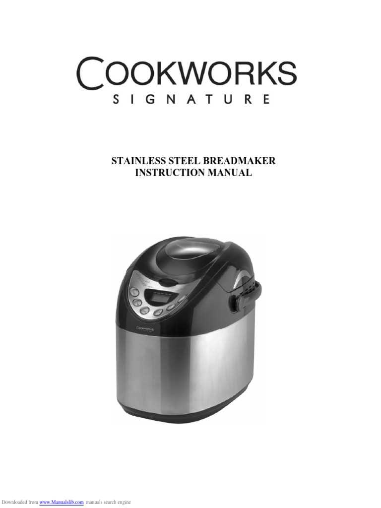 instruction manual for cookworks breadmaker