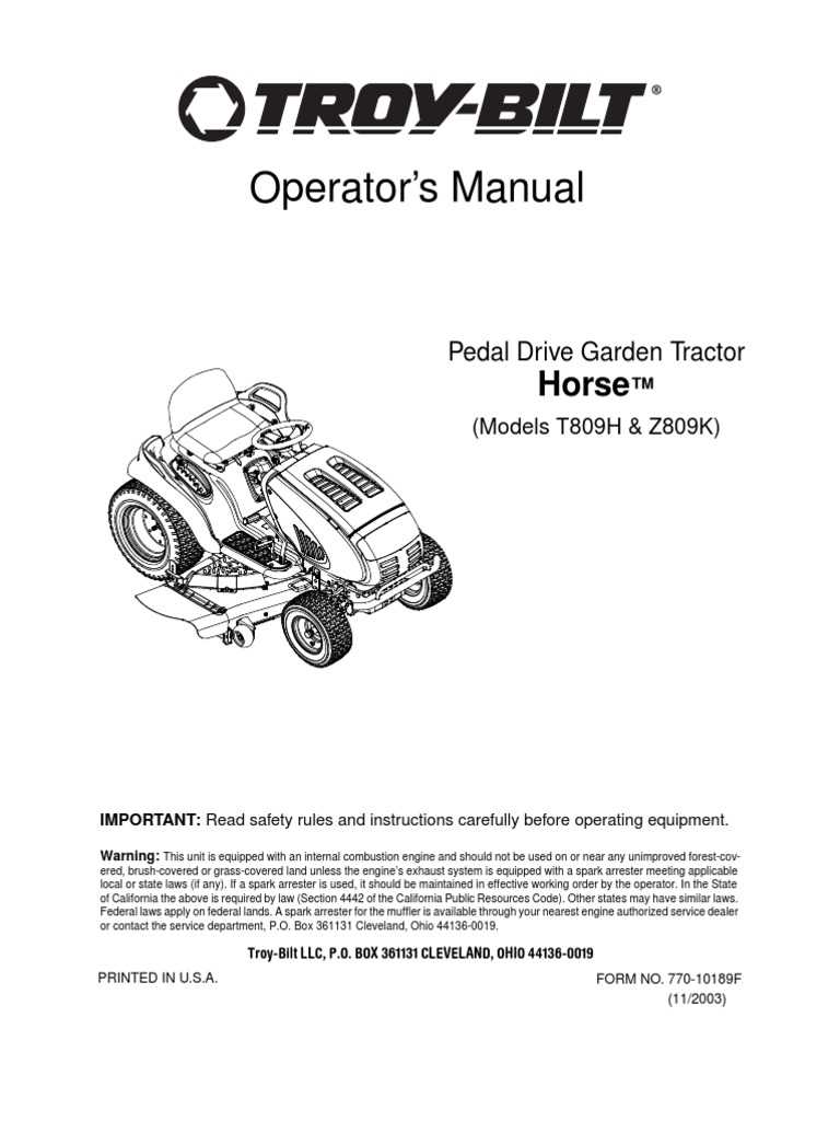 troy bilt mower instruction manual