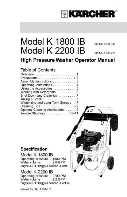 karcher pressure washer instruction manual