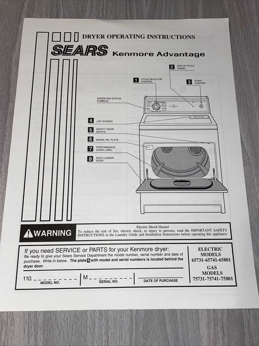 kenmore elite dryer instruction manual