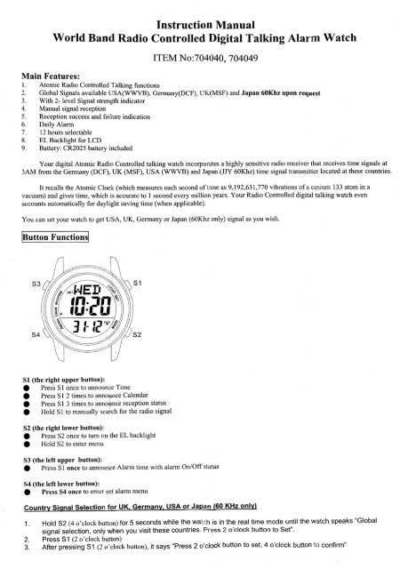 kincaid radio controlled clock instruction manual