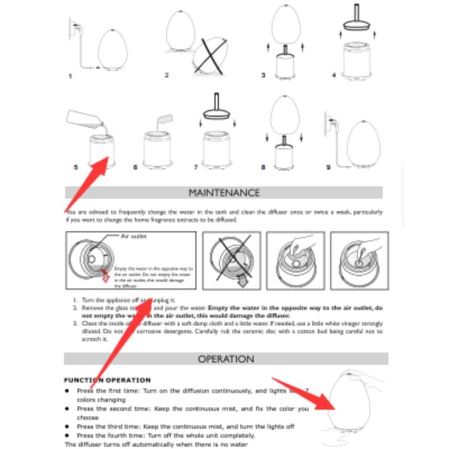 aroma diffuser instruction manual