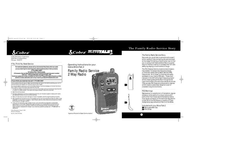 cobra walkie talkies instruction manual