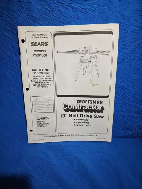 craftsman table saw instruction manual