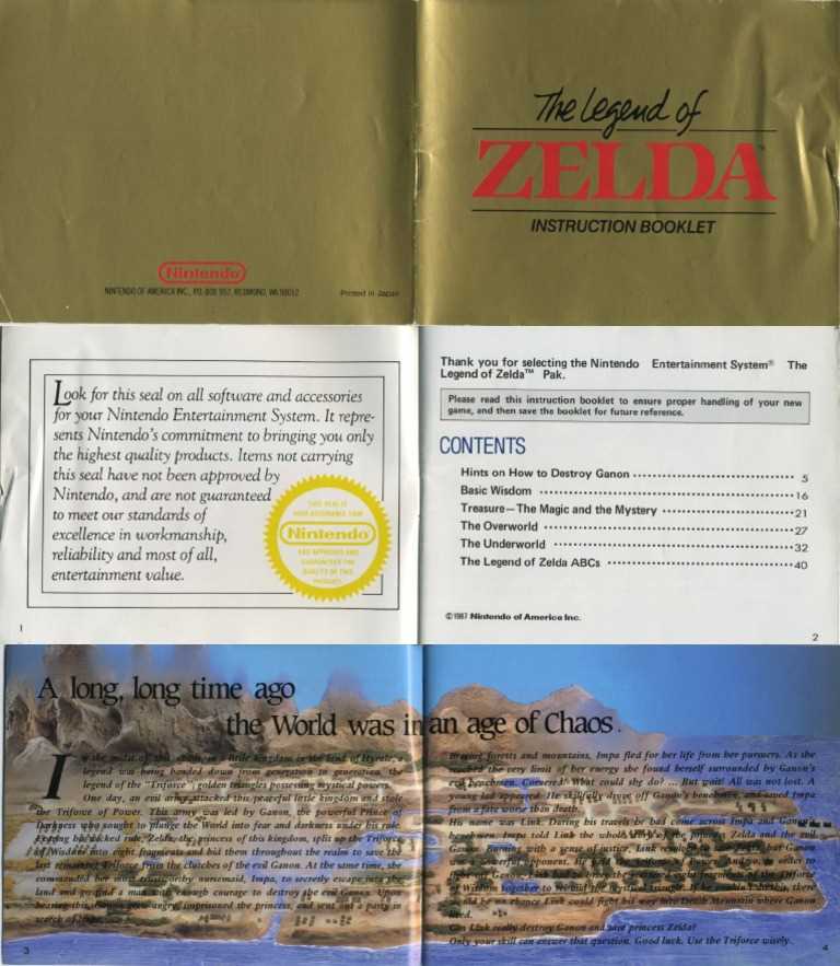 legend of zelda nes instruction manual