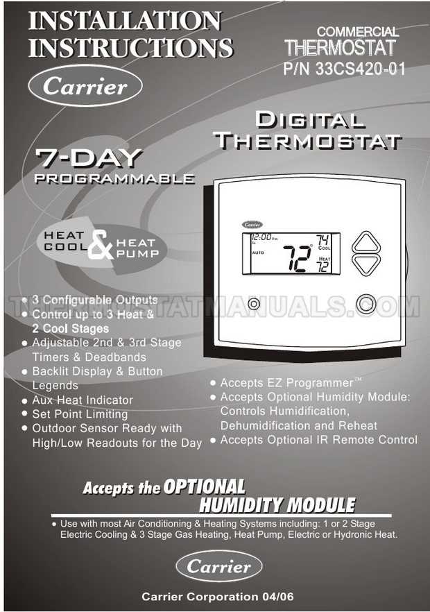 carrier debonair 250 thermostat instruction manual