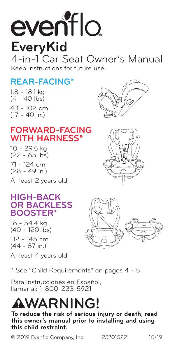 evenflo discovery car seat instruction manual