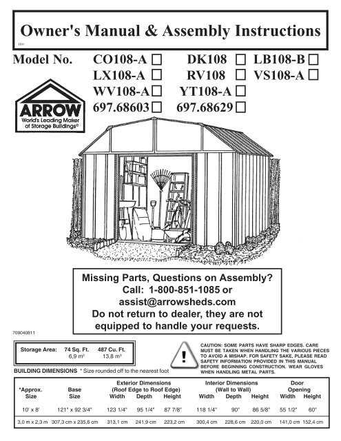 metal shed instruction manual