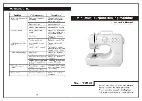 mini sewing machine instruction manual