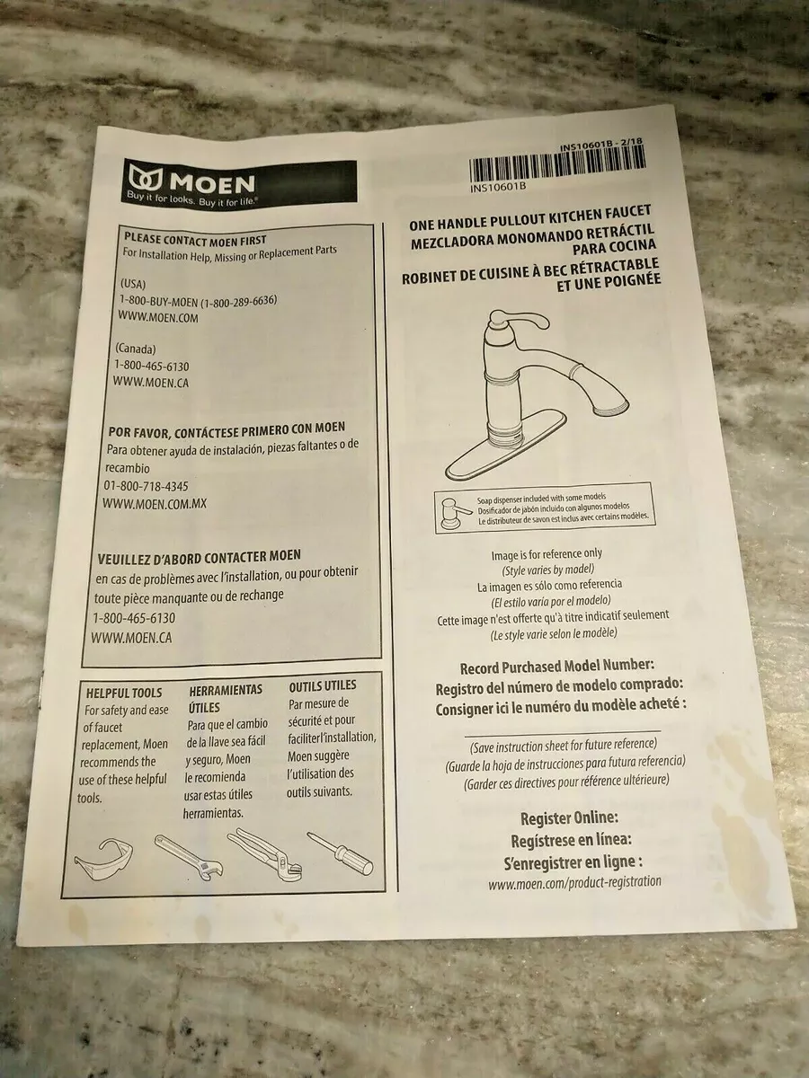 moen faucet instruction manual