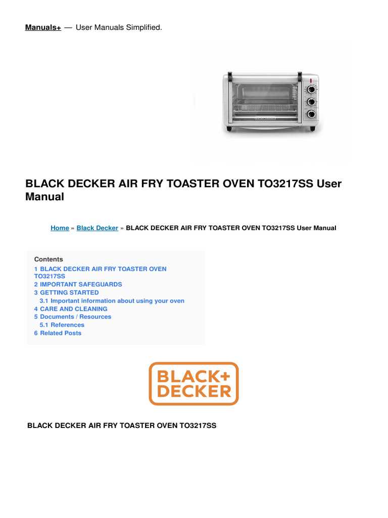 black and decker toaster oven instruction manual