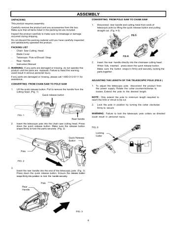 earthwise pole saw instruction manual