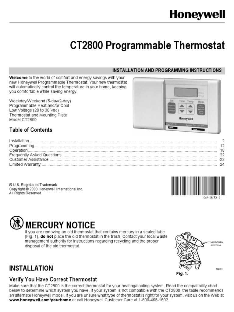 honeywell rth2310b instruction manual