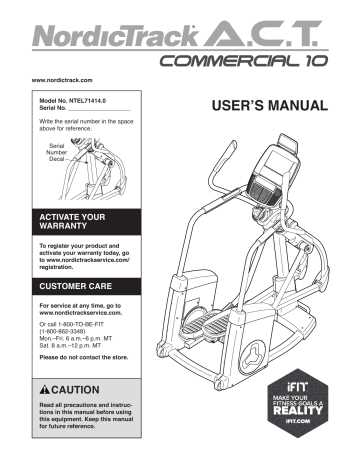 nordictrack elliptical instruction manual