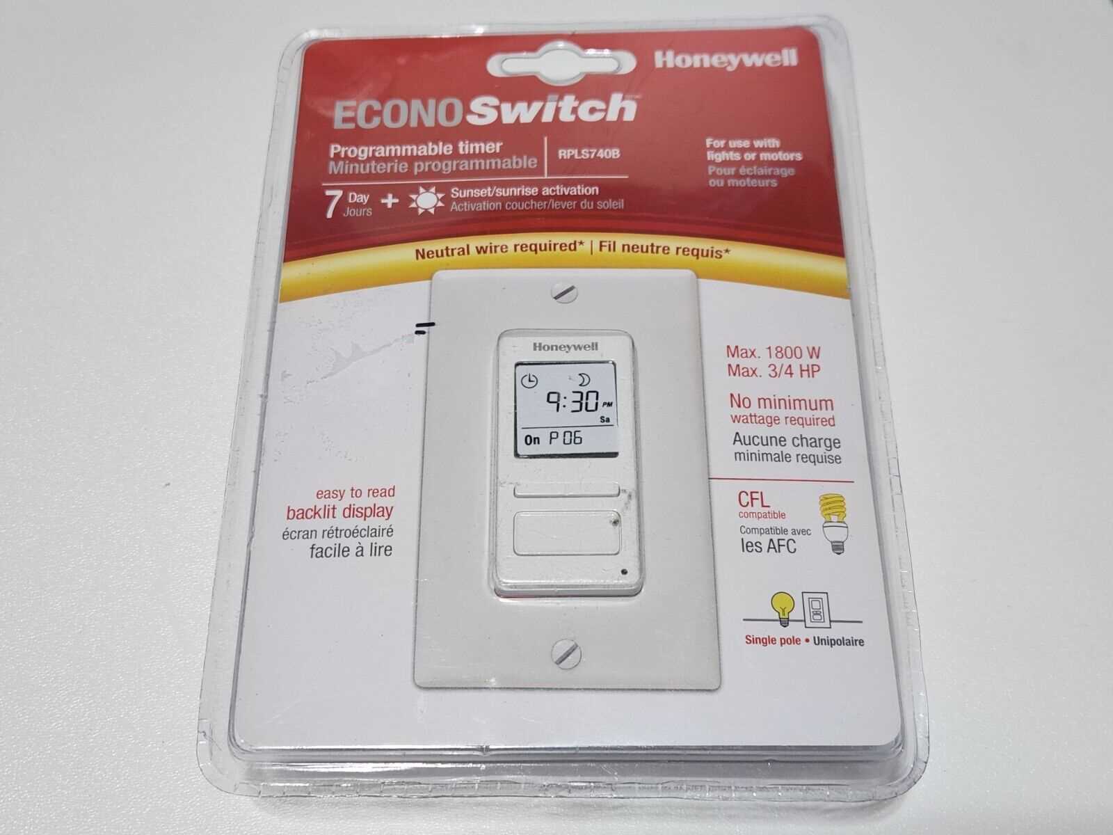 honeywell econoswitch rpls740b instruction manual