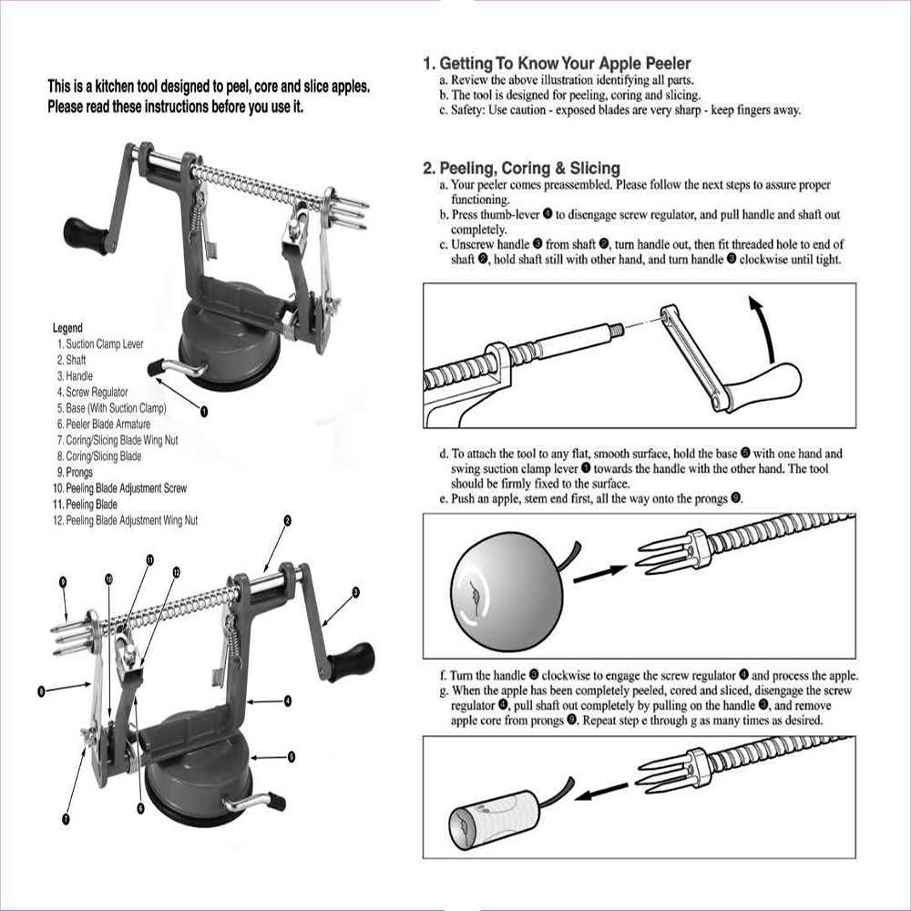 peel away apple peeler instruction manual