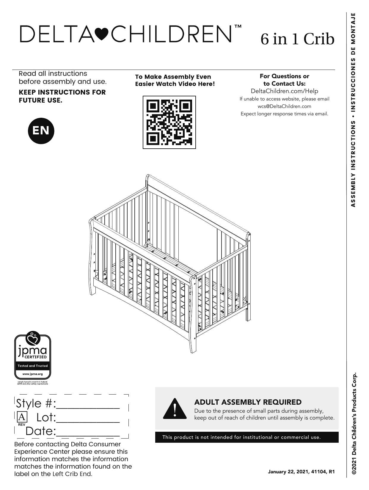 delta canton 4 in 1 crib instructions manual