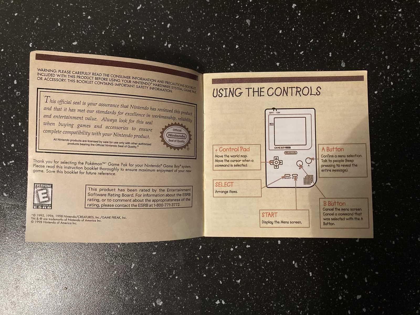 pokemon red and blue instruction manual