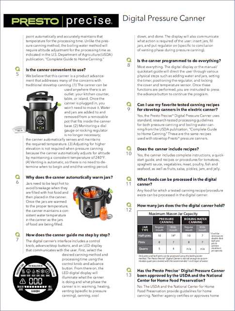 presto canner instruction manual