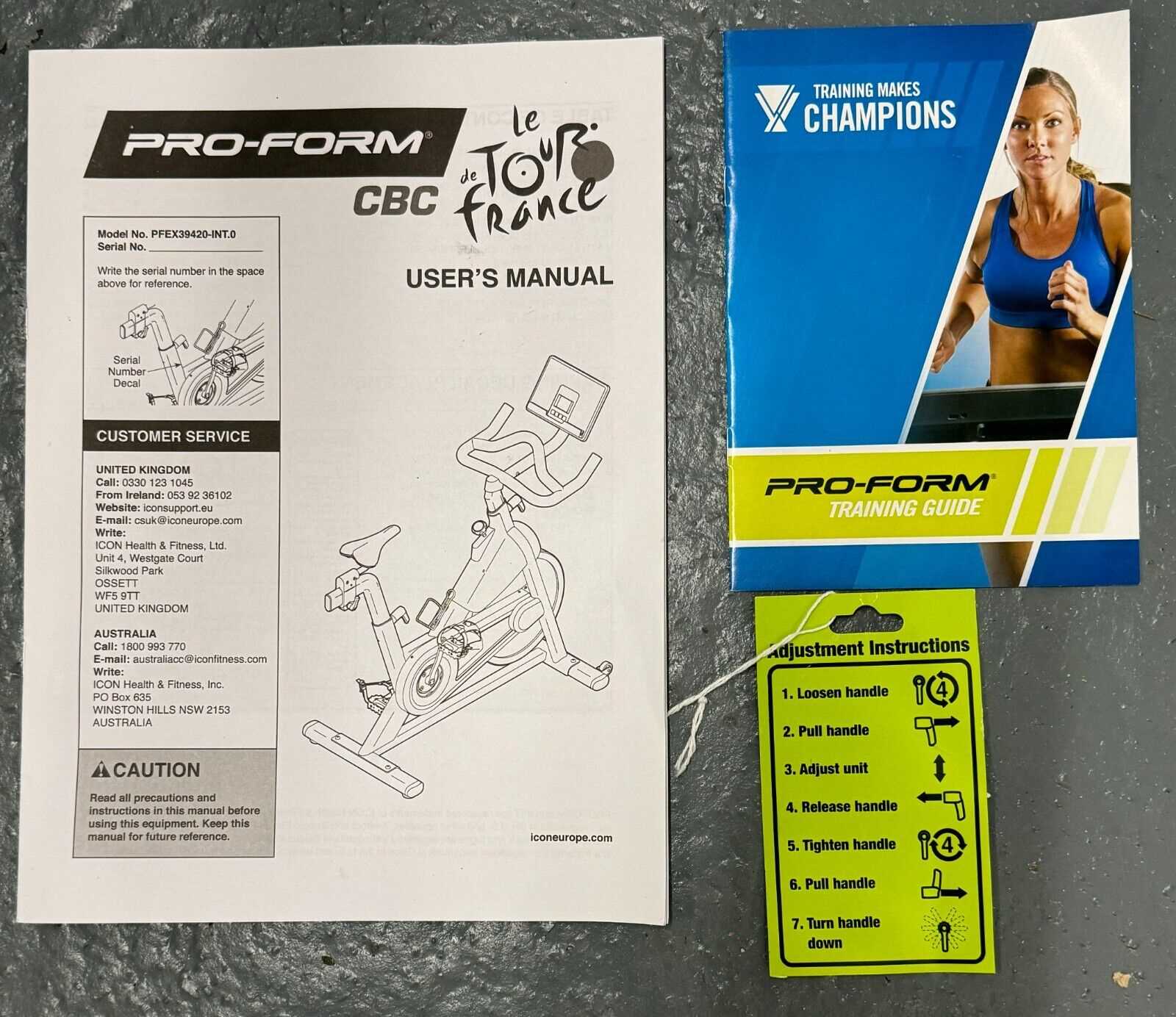 proform exercise bike instruction manual