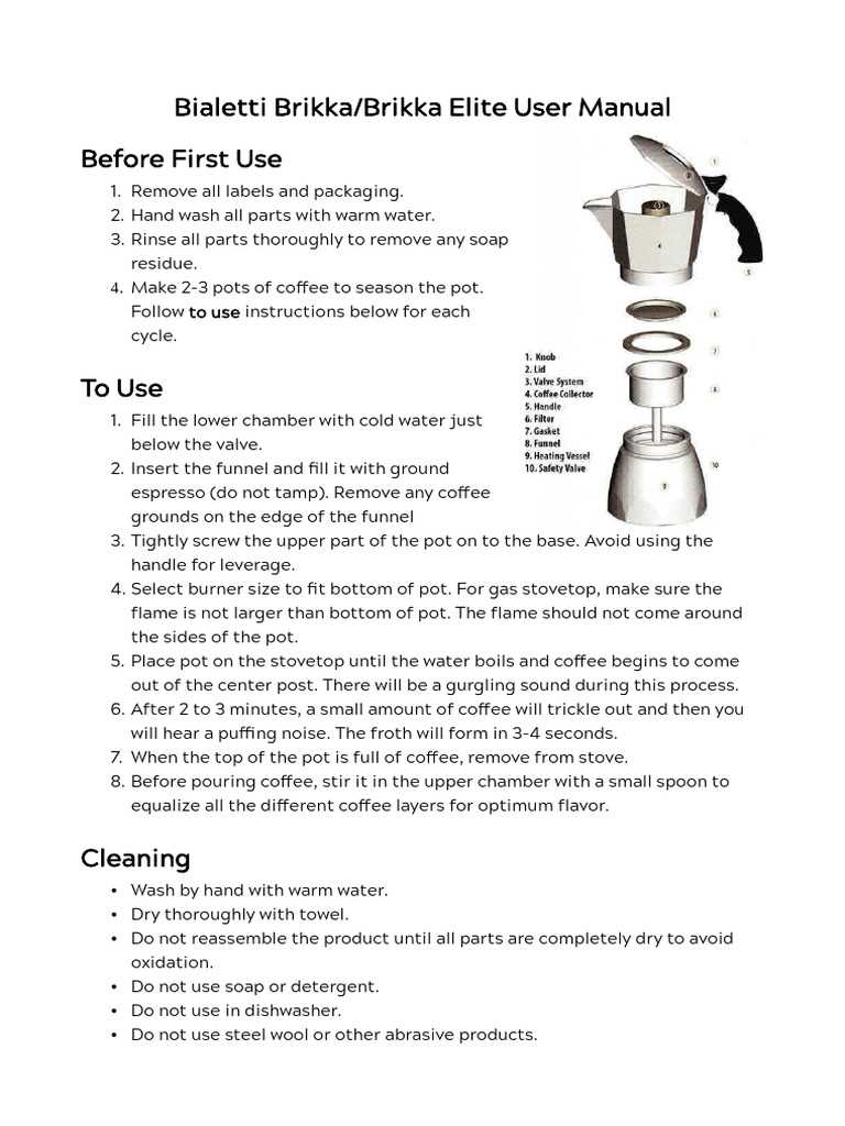 bialetti moka instruction manual