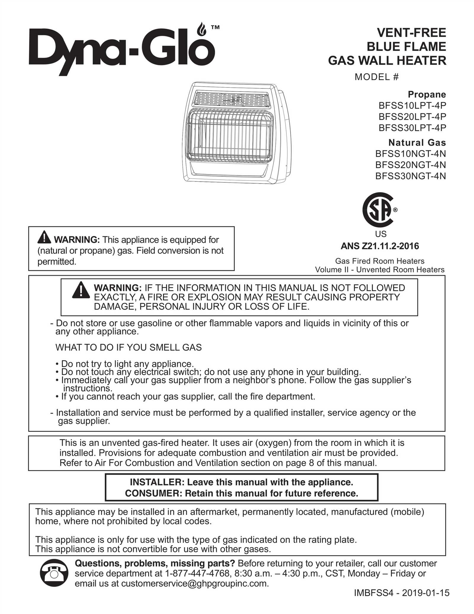 dyna glo instruction manual