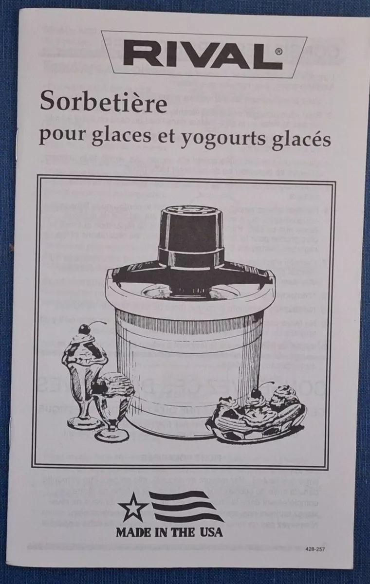 rival ice cream maker instruction manual