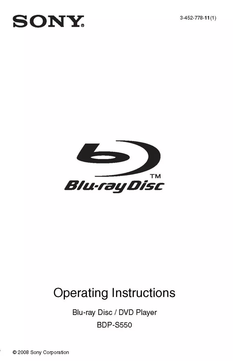 sony blu ray instruction manual