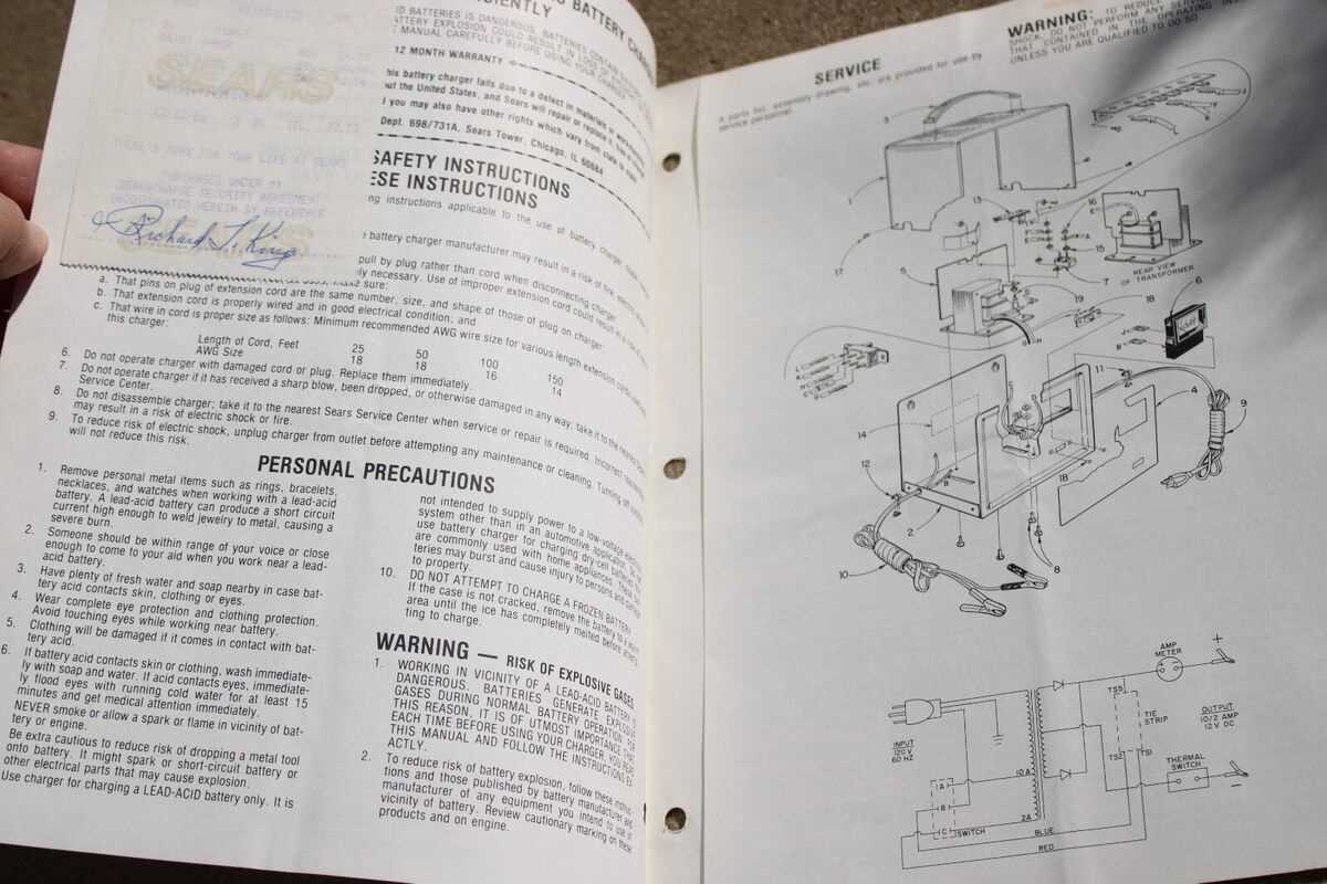 sears manual battery charger instructions