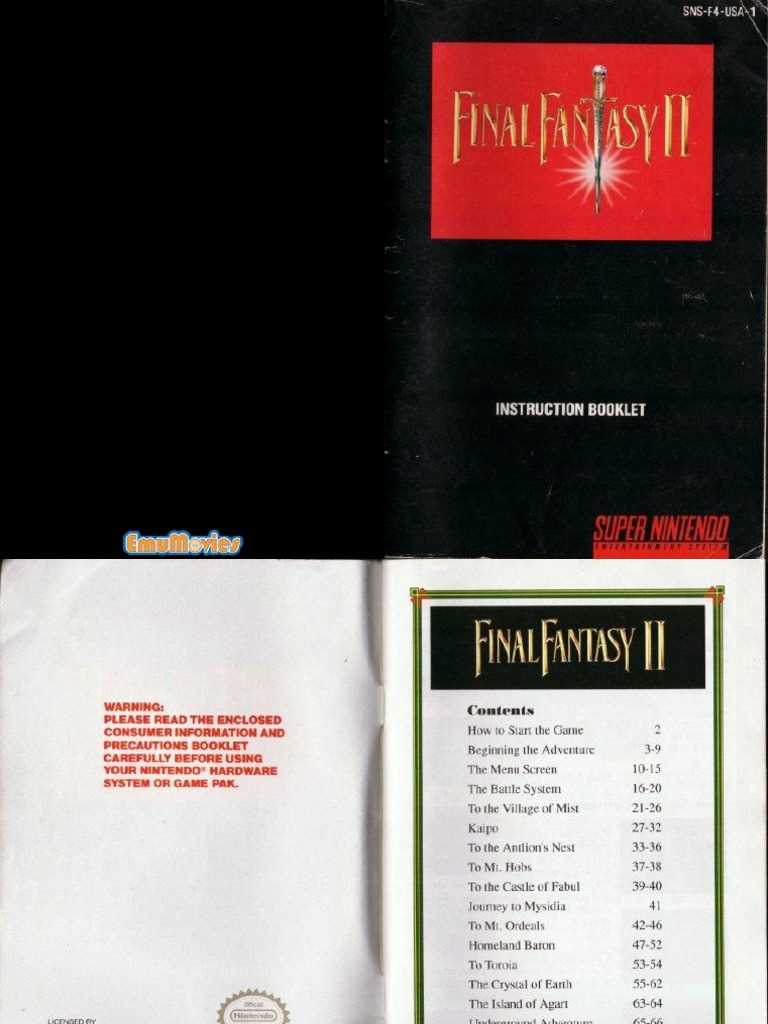 final fantasy nes instruction manual