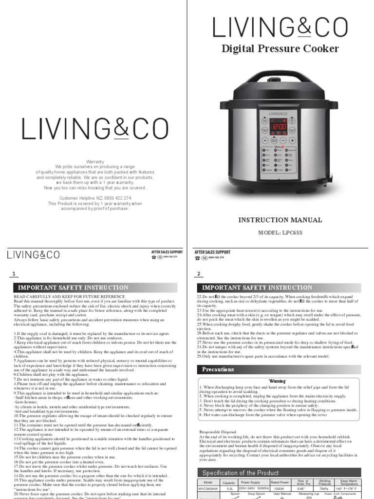 electric pressure cooker instruction manual