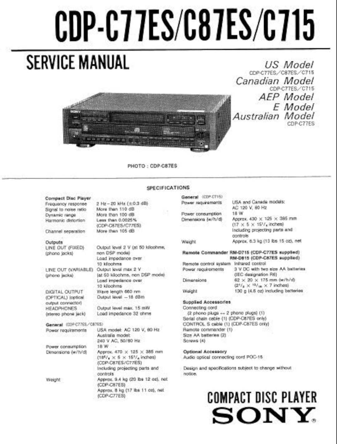 sony cdp cx355 instruction manual