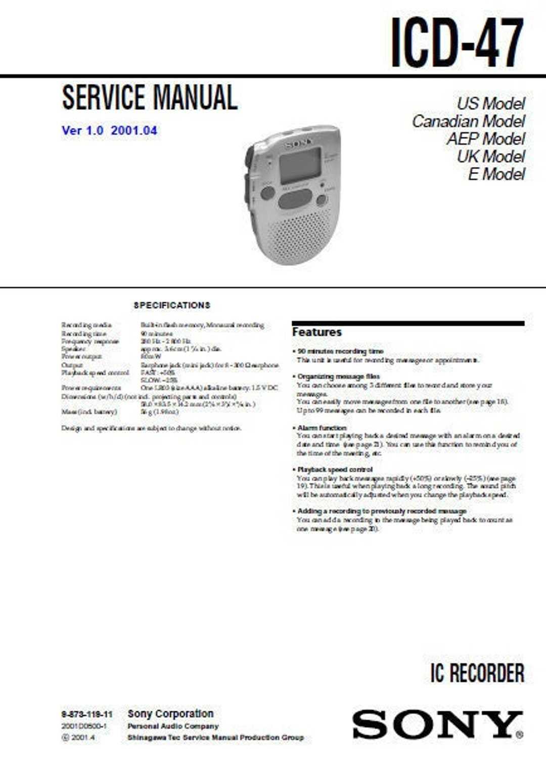 sony icd bx140 instruction manual