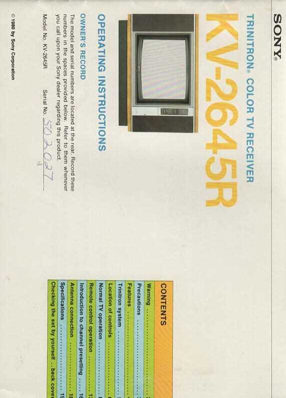 sony trinitron instruction manual