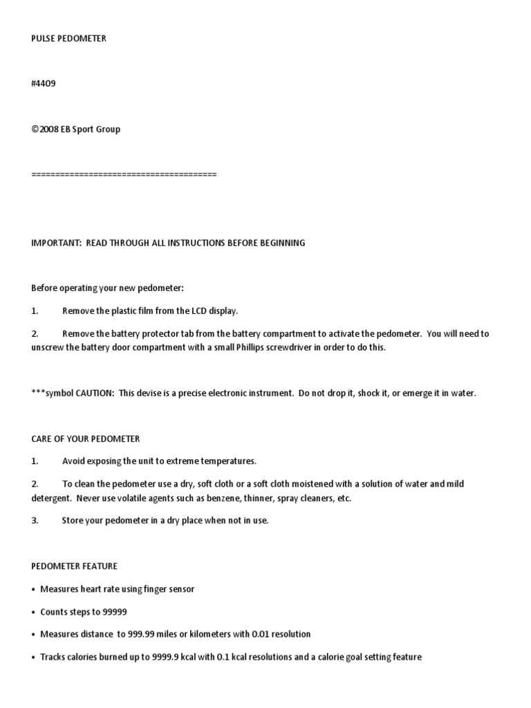 sportline pedometer manual instructions